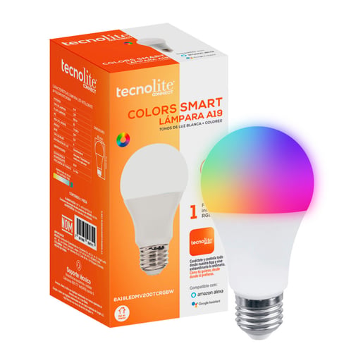 BOMBILLO A19 SMART DIMERIZABLE LED 8W LUZ SELECCIONABLE (3000K - 4000K - 6500K - RGB) | COLORS SMART