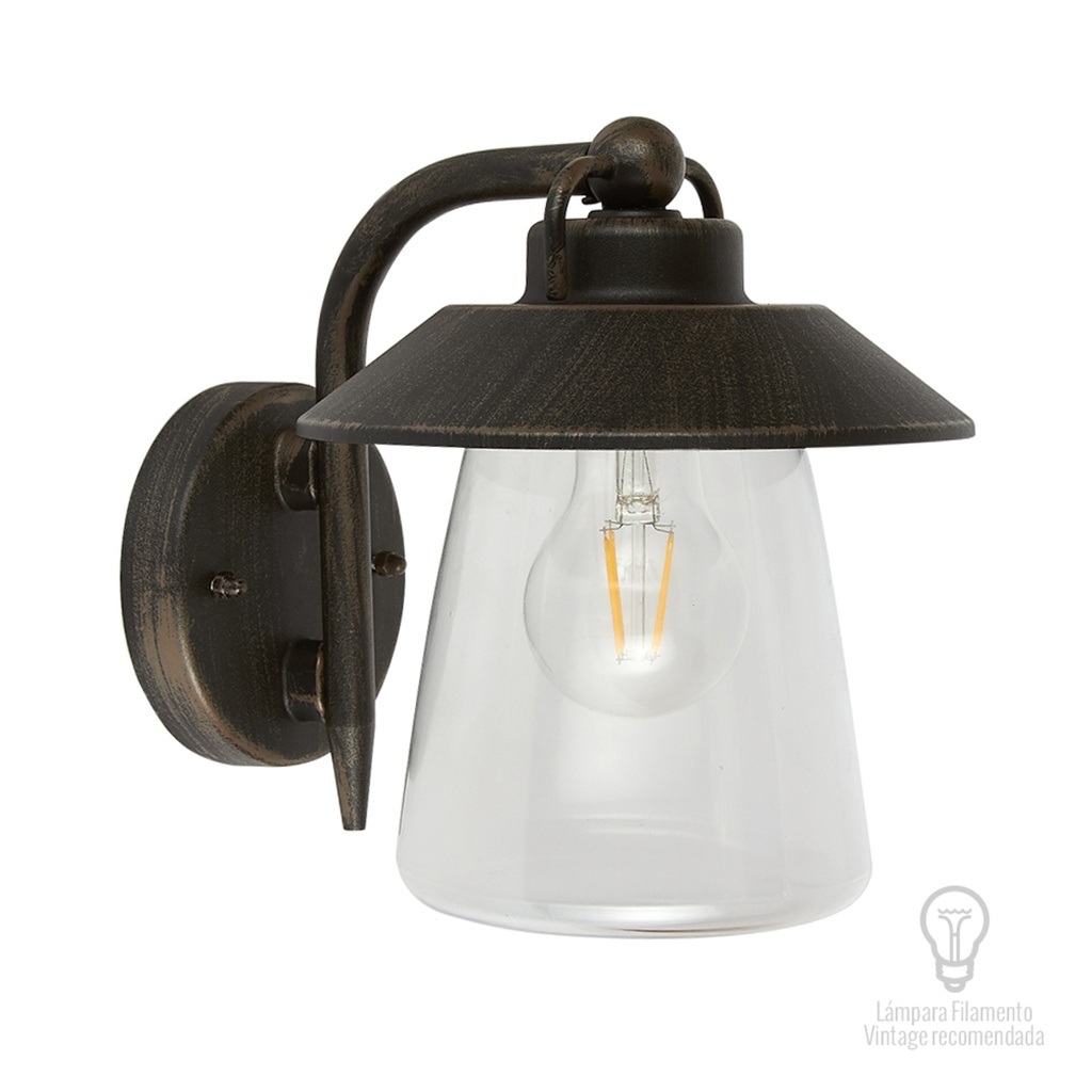 FAROL DE BRONCE SIN LED INTEGRADO (REQUIERE BOMBILLO E27) | SPICA